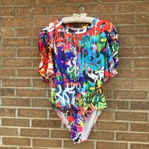 Bodysuit, short Puff Sleeves, 2XL
